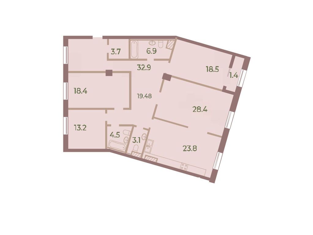 4-комнатная, 154.8 м2, ЖК NEVA HAUS 4-комнатная, 154.8 м2, ЖК NEVA HAUS