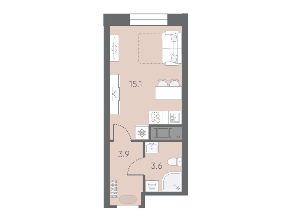 23 кв.м, ЖК «ЛСР. Большая Охта»