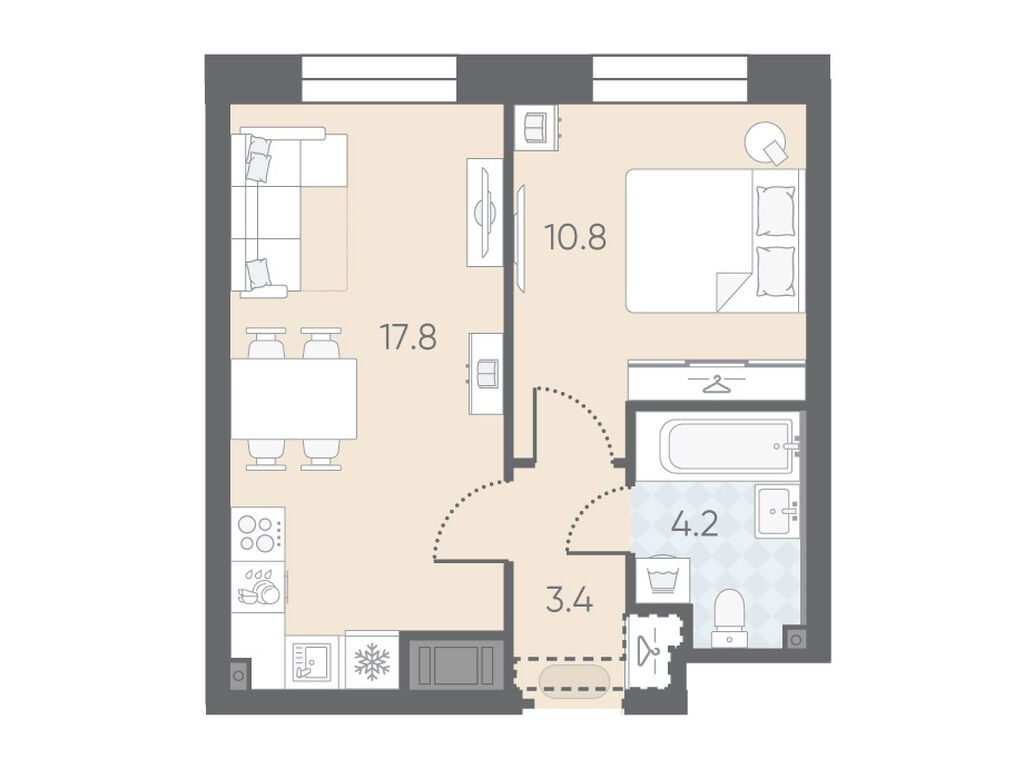 1-комнатная квартира, 37.3 кв.м, ЖК «ЛСР. Большая Охта» 1-комнатная квартира, 37.3 кв.м, ЖК «ЛСР. Большая Охта»