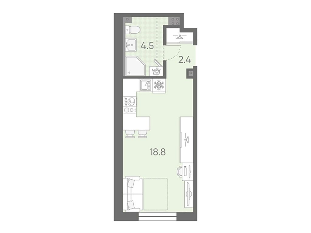 студия, 25.7 м2, ЖК «Пулково Лейк»