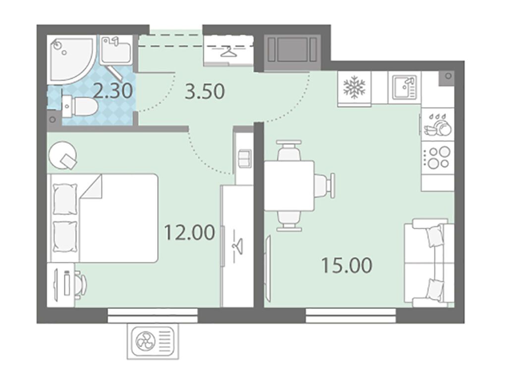 1-комнатная, 32.8 м2, ЖК «Ржевский парк»