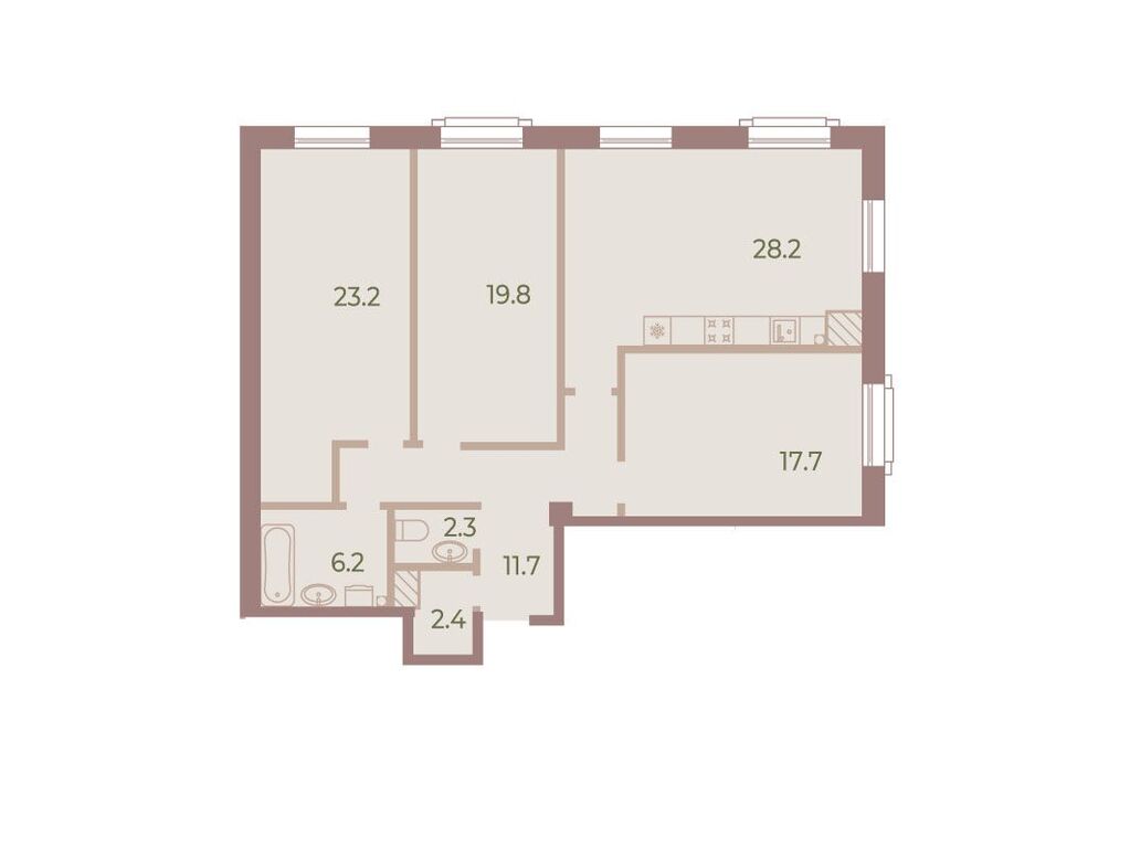 3-комнатная, 112.4 м2, ЖК «Нева Хаус»