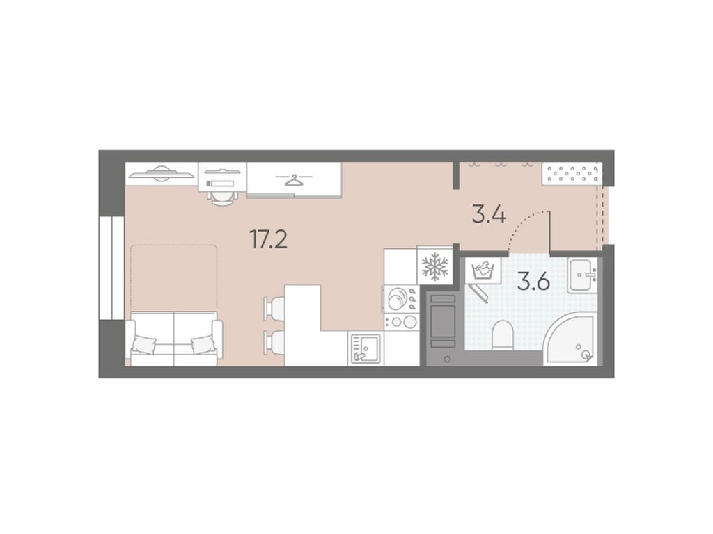 24.2 кв.м, ЖК «ЛСР. Большая Охта»