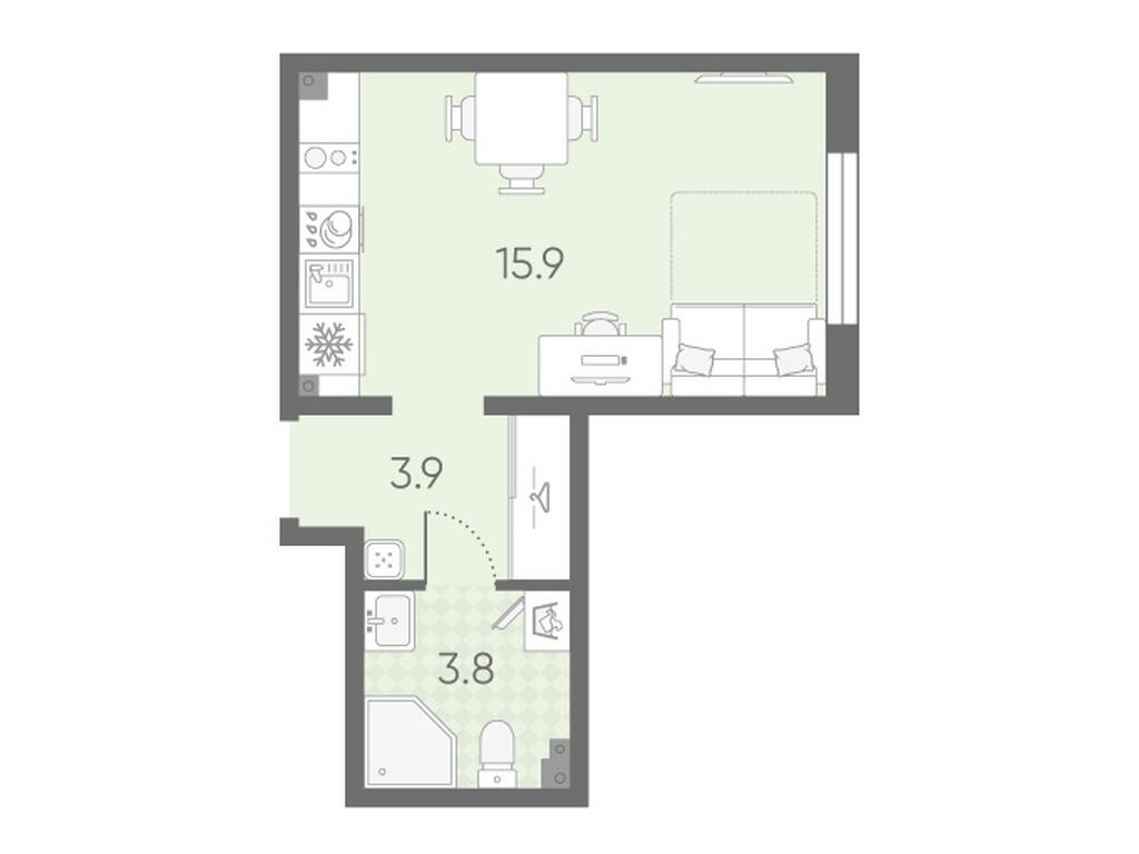 студия, 23.6 м2, ЖК «Пулково Лейк»