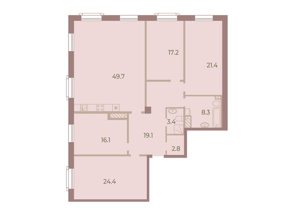 4-комнатная, 163.2 м2, ЖК «Нева Хаус»
