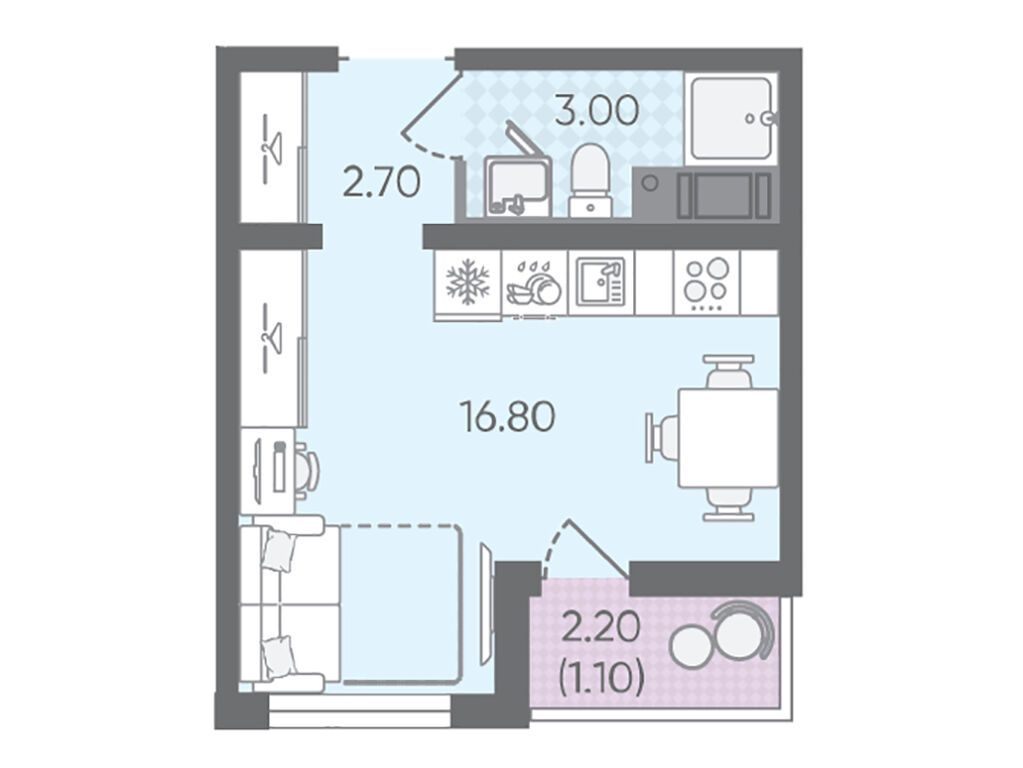 23.6 кв.м, ЖК «Цветной город»