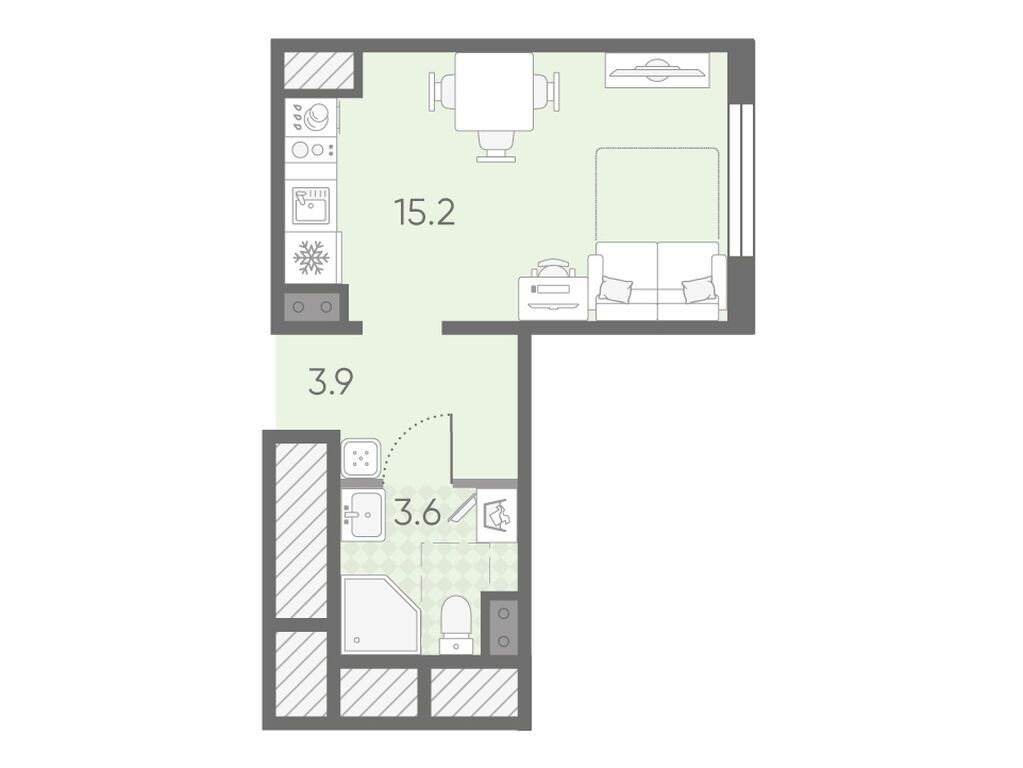 студия, 22.7 м2, ЖК «Пулково Лейк»