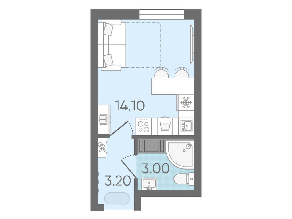 20.3 кв.м, ЖК "Октябрьская набережная"