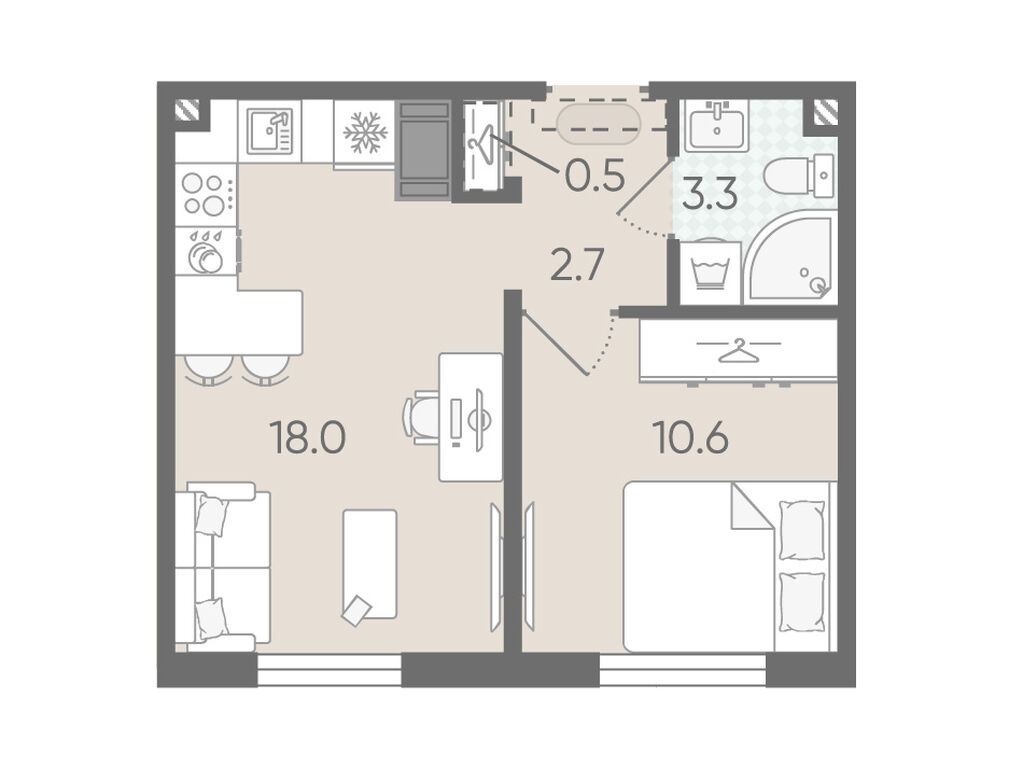 1-комнатная, 35.1 м2, ЖК «Пейзажный квартал» 1-комнатная, 35.1 м2, ЖК «Пейзажный квартал»
