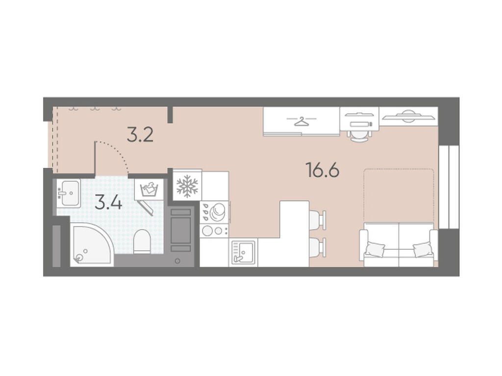 23.2 кв.м, ЖК «ЛСР. Большая Охта»