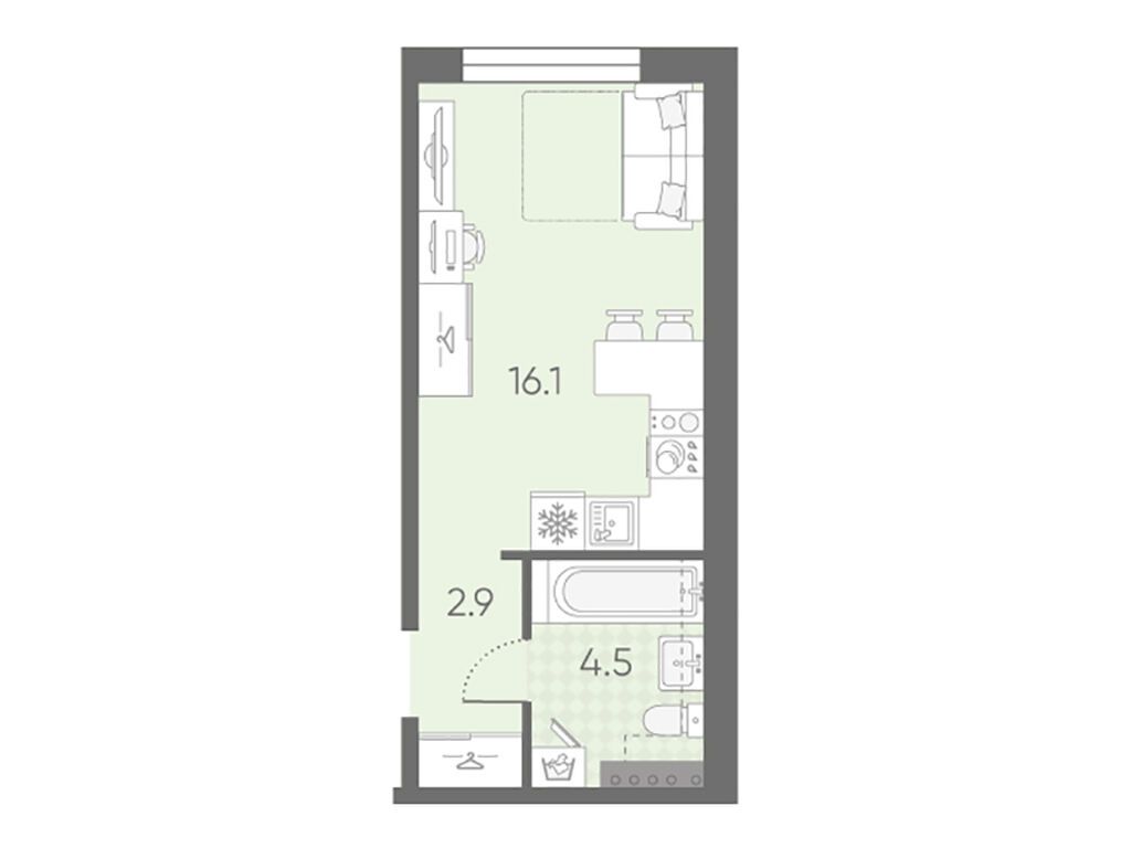 студия, 23.5 м2, ЖК «Пулково Лейк»