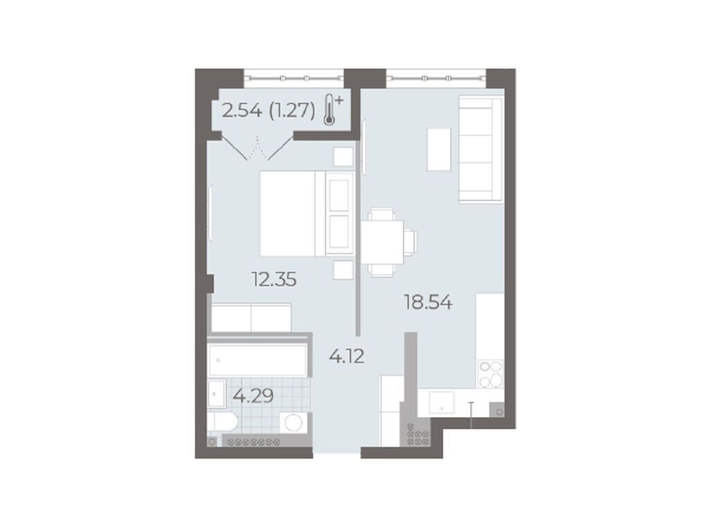 1-комнатная, 40.6 м2, ЖК NEVA RESIDENCE
