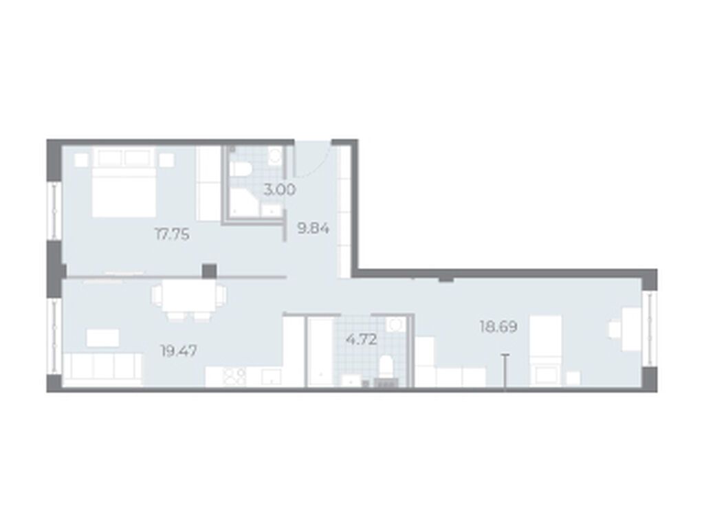 2-комнатная, 74.2 м2, ЖК «Нева Резиденс» 2-комнатная, 74.2 м2, ЖК «Нева Резиденс»