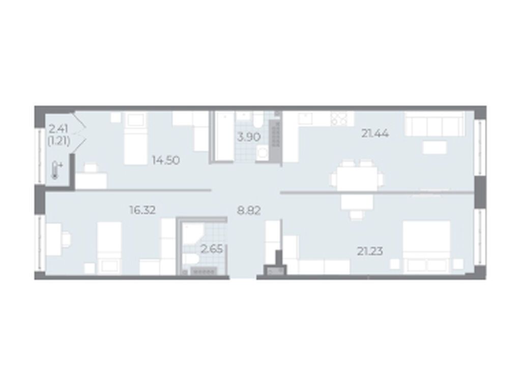 3-комнатная, 89.5 м2, ЖК «Нева Резиденс»