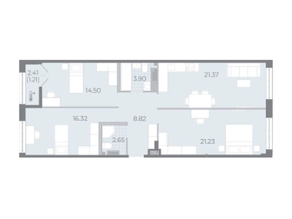 3-комнатная, 90 м2, ЖК «Нева Резиденс»