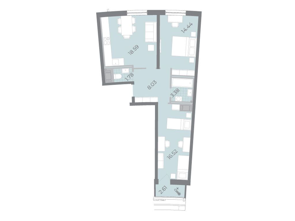 2-комнатная, 64 м2, ЖК «Морская набережная.СиВью» 2-комнатная, 64 м2, ЖК «Морская набережная.СиВью»