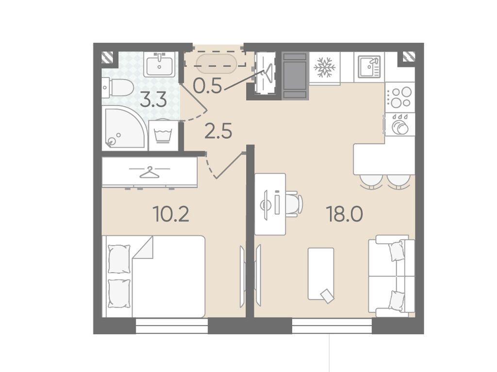 1-комнатная, 34.5 м2, ЖК «Пейзажный квартал» 1-комнатная, 34.5 м2, ЖК «Пейзажный квартал»