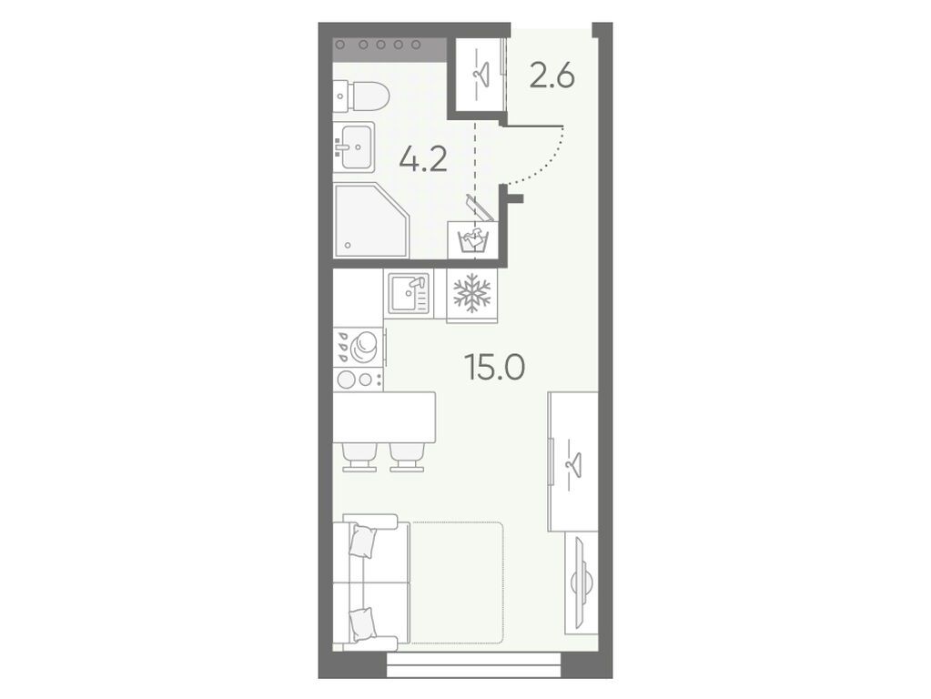студия, 21.8 м2, ЖК «Пулково Лейк»