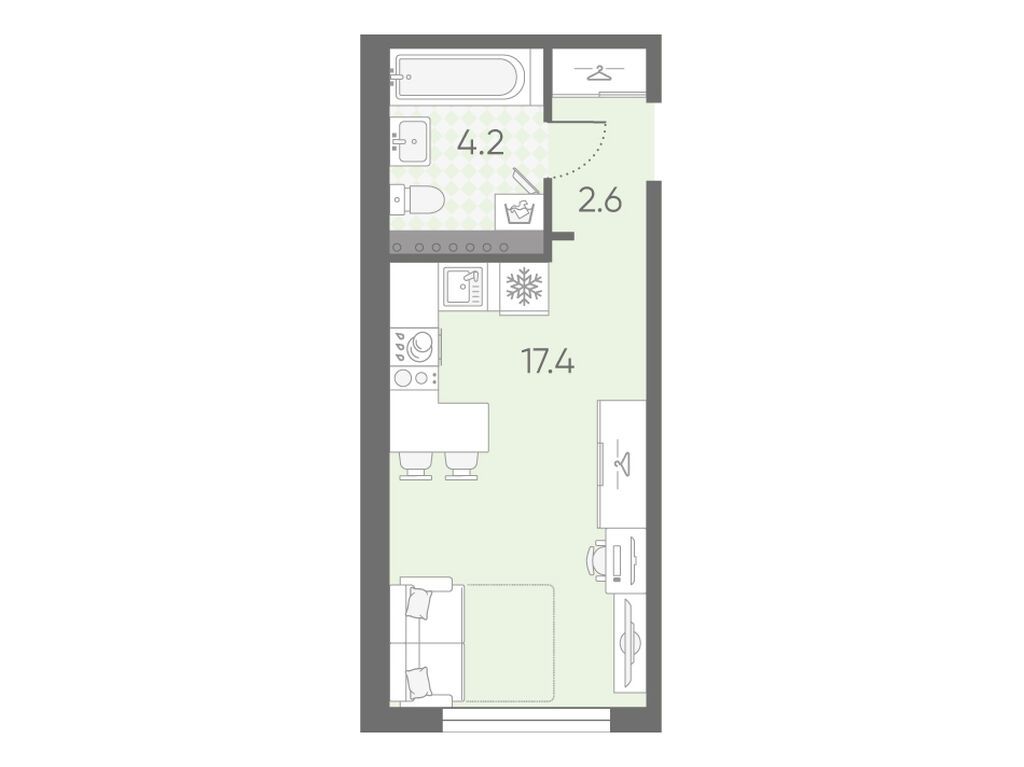 студия, 24.2 м2, ЖК «Пулково Лейк»