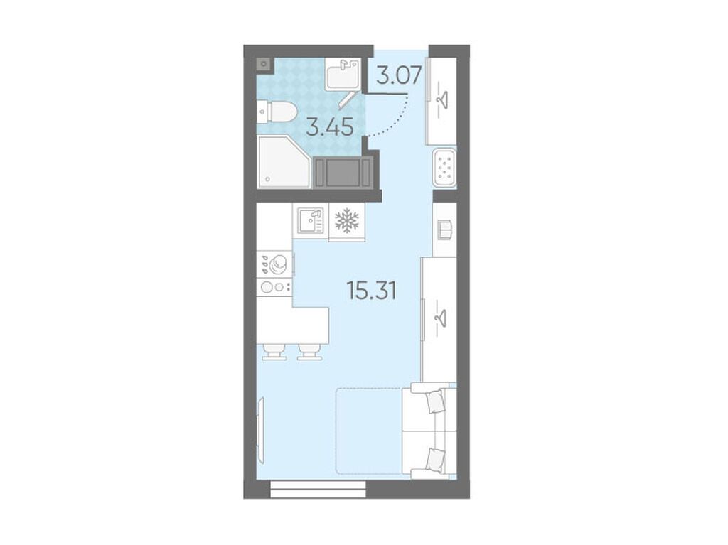 студия, 21.83 м2, Морская миля студия, 21.83 м2, Морская миля