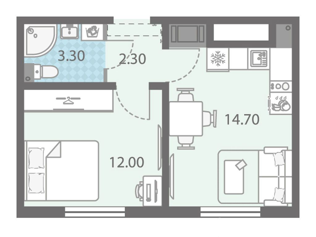 1-комнатная, 32.2 м², 9 этаж из 14, ЖК «Ржевский парк»