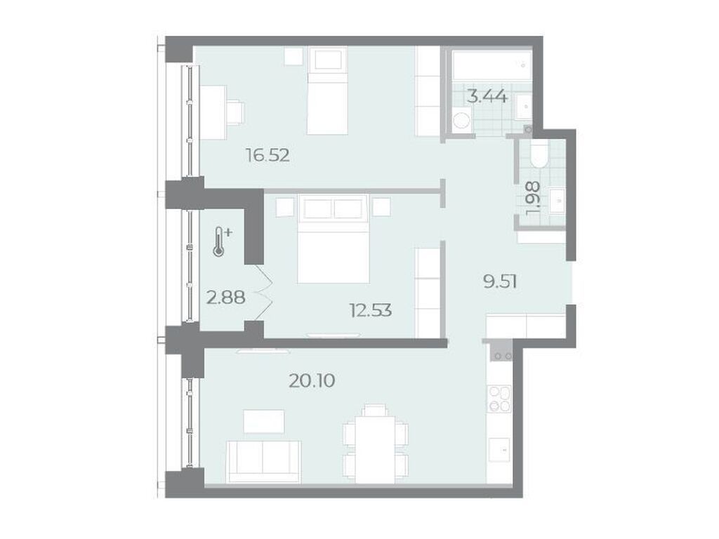 2-комнатная квартира, 64.6 кв.м, ЖК «Морская набережная.СиВью»