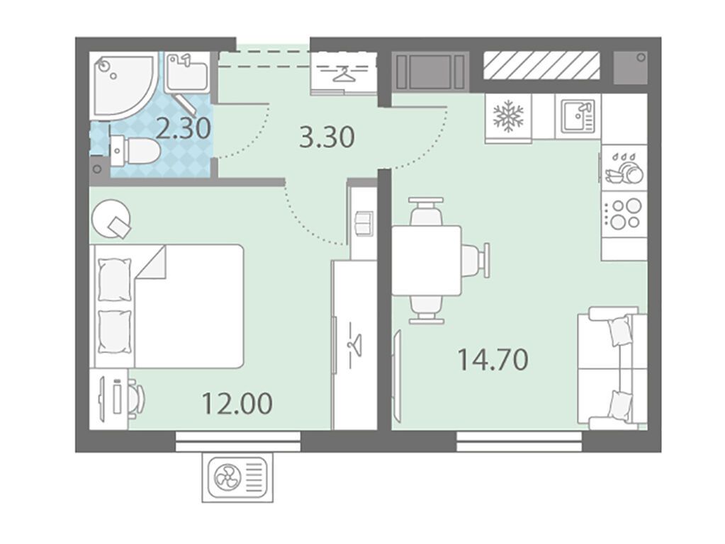 1-комнатная, 32.3 м2, ЖК «Ржевский парк»