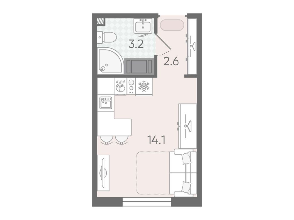19.9 кв.м, ЖК "Пейзажный квартал" (Цветной город)