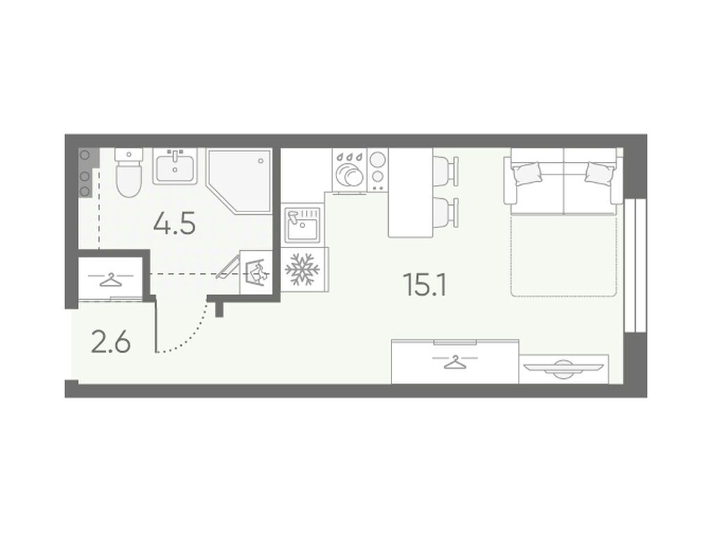 студия, 22.2 м2, ЖК «Пулково Лейк»