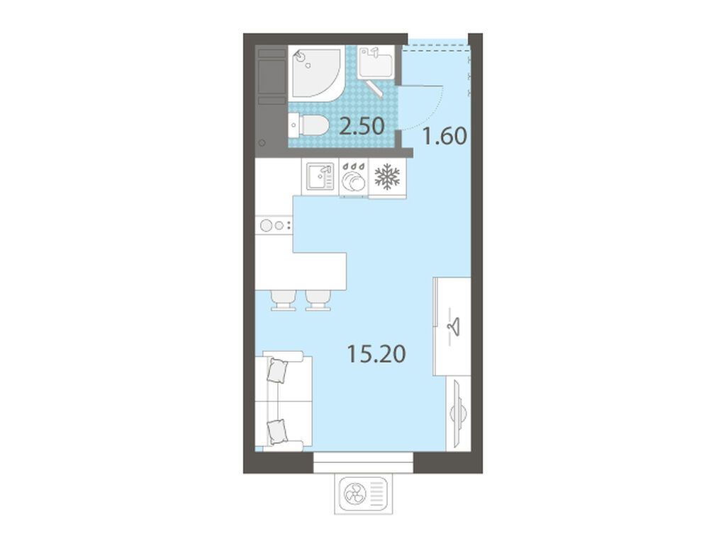 19.3 м², 6 этаж из 14, ЖК «Ржевский парк» 19.3 м², 6 этаж из 14, ЖК «Ржевский парк»
