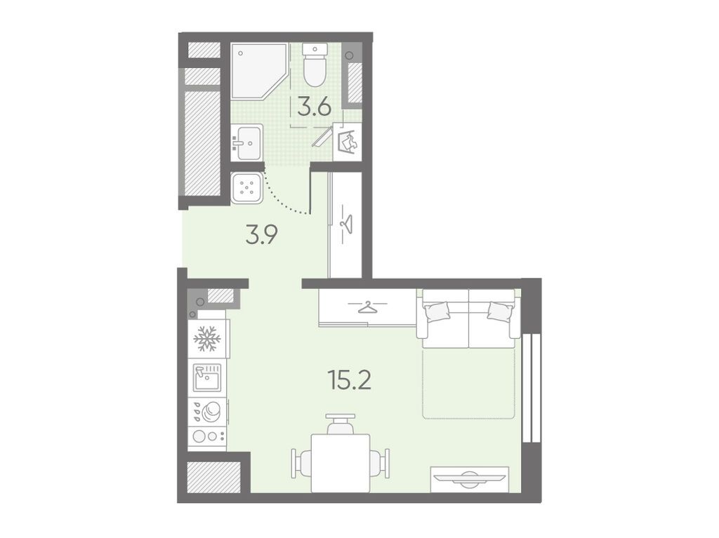 студия, 22.7 м2, ЖК «Пулково Лейк»