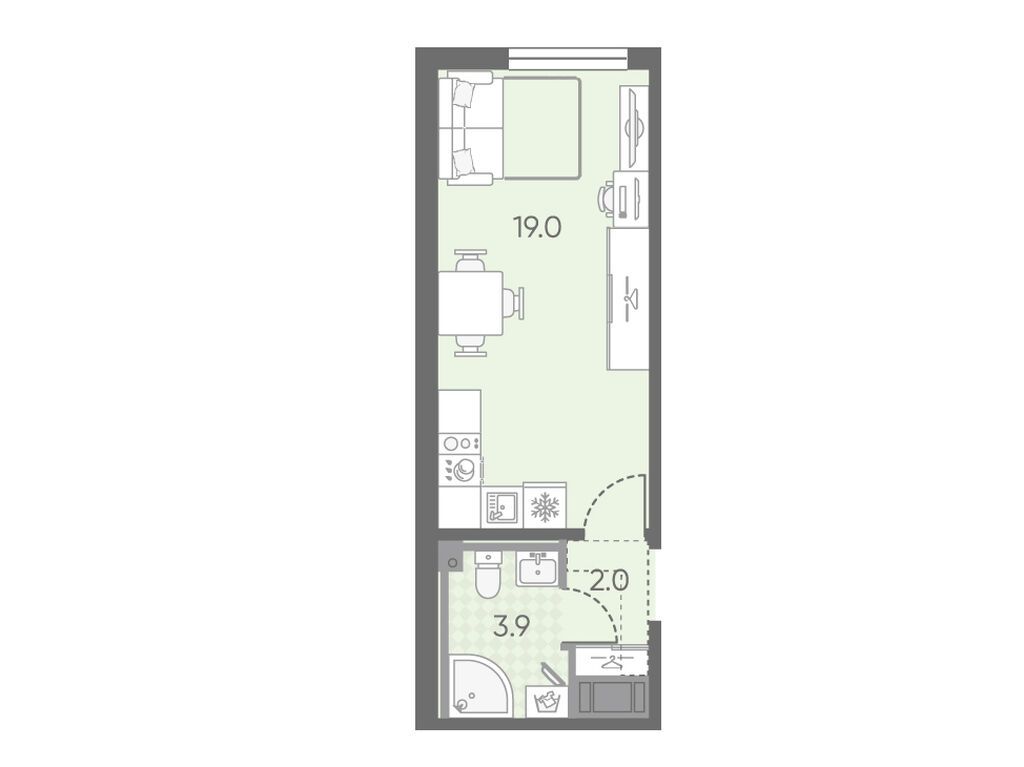 студия, 24.9 м2, ЖК «Октябрьская набережная»