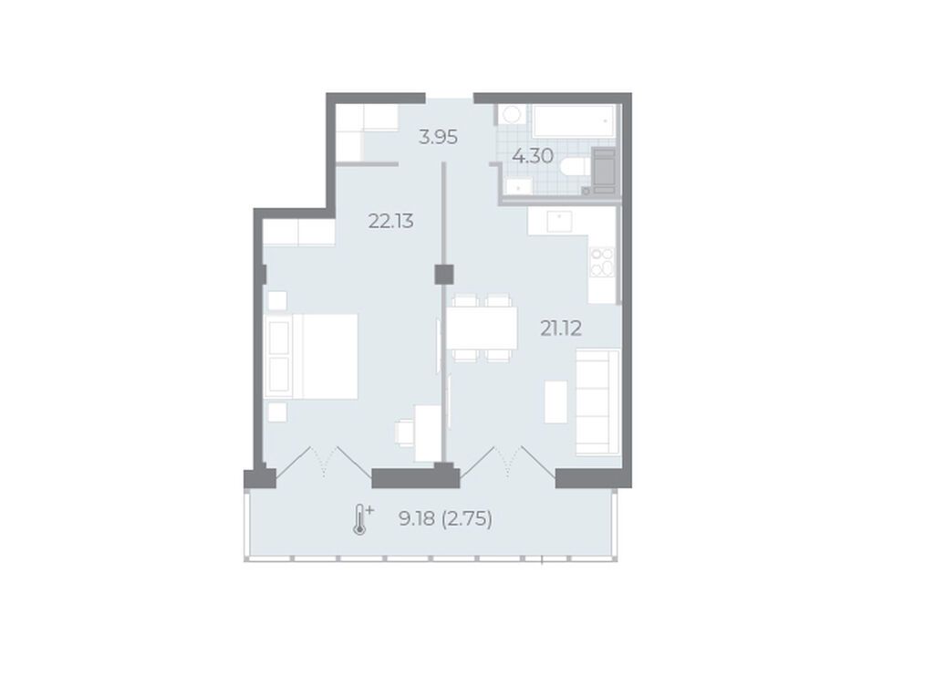1-комнатная, 54.7 м2, ЖК NEVA RESIDENCE