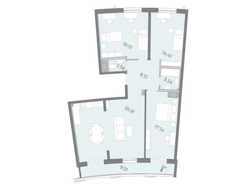 3-комнатная, 103.9 м2, ЖК «Морская набережная.СиВью» 3-комнатная, 103.9 м2, ЖК «Морская набережная.СиВью»