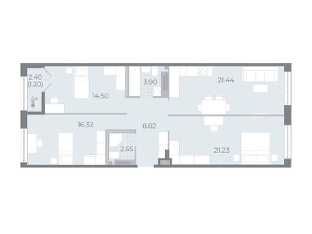 3-комнатная, 89.9 м2, ЖК «Нева Резиденс»