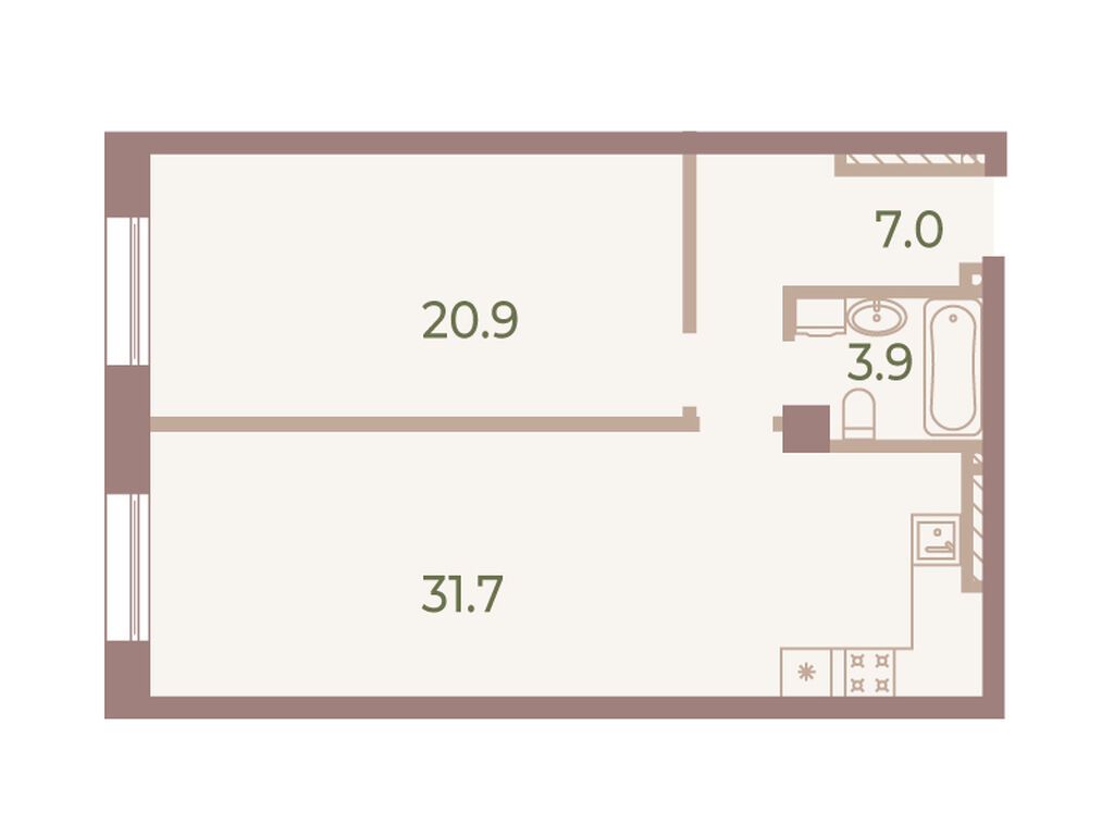1-комнатная квартира, 63.3 кв.м, ЖК «Нева Хаус»