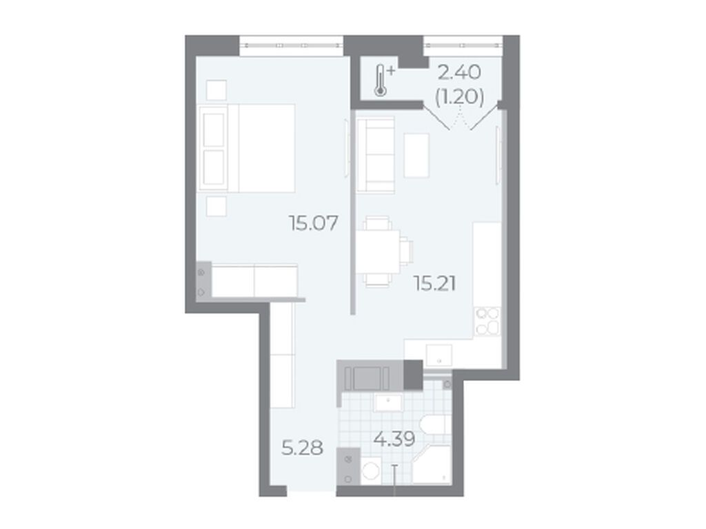 1-комнатная, 40.7 м2, ЖК «Нева Резиденс»