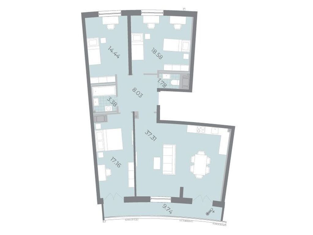 3-комнатная, 106.2 м2, ЖК «Морская набережная.СиВью» 3-комнатная, 106.2 м2, ЖК «Морская набережная.СиВью»