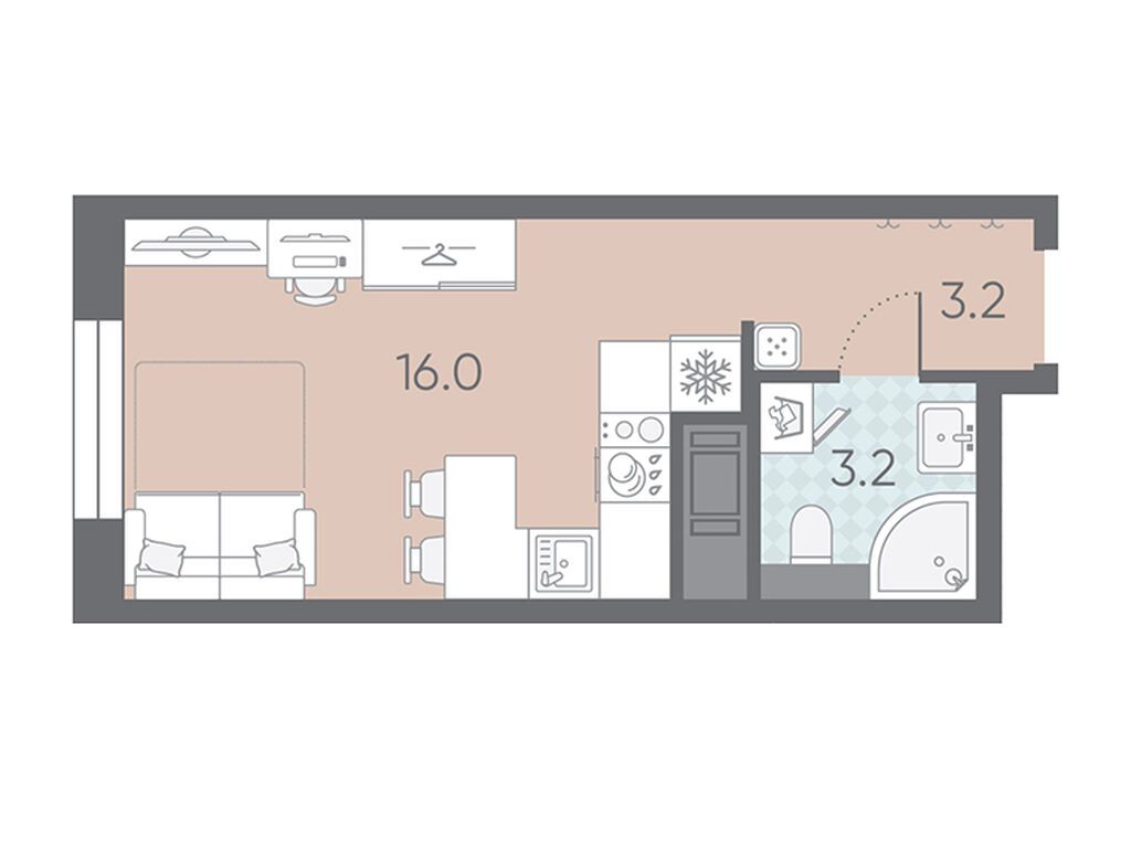 22.4 кв.м, ЖК "Большая Охта"