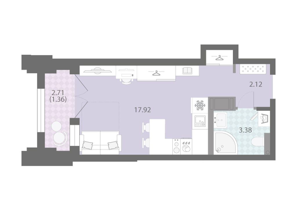 24.78 кв.м, ЖК "Цивилизация на Неве"