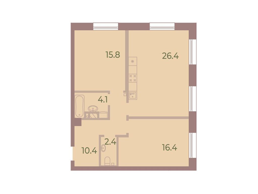 2-комнатная, 75.4 м2, ЖК «Нева Хаус»