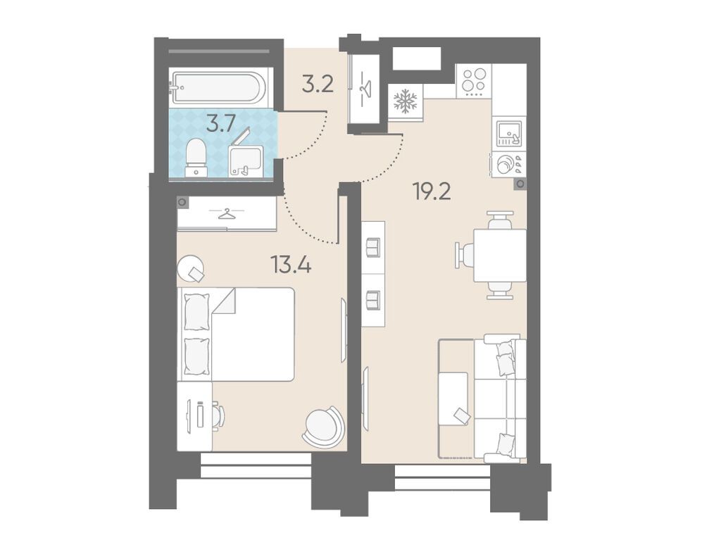 1-комнатная, 39.5 м2, Измайловский 1-комнатная, 39.5 м2, Измайловский