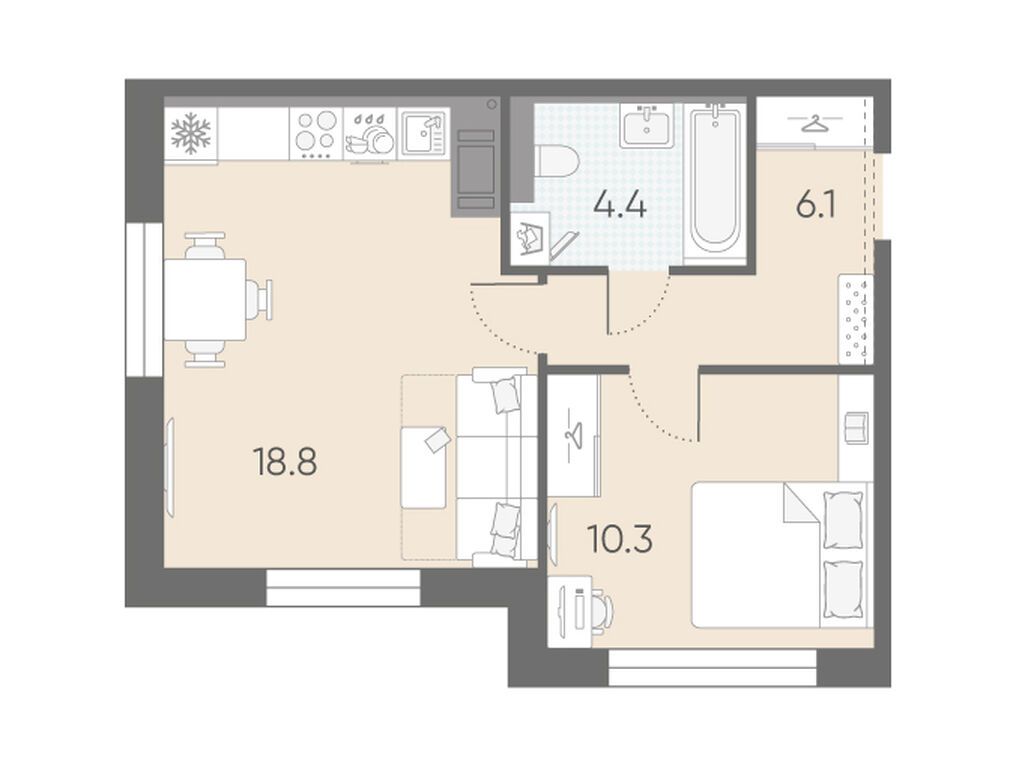 1-комнатная квартира, 39.6 кв.м, ЖК «ЛСР. Большая Охта» 1-комнатная квартира, 39.6 кв.м, ЖК «ЛСР. Большая Охта»