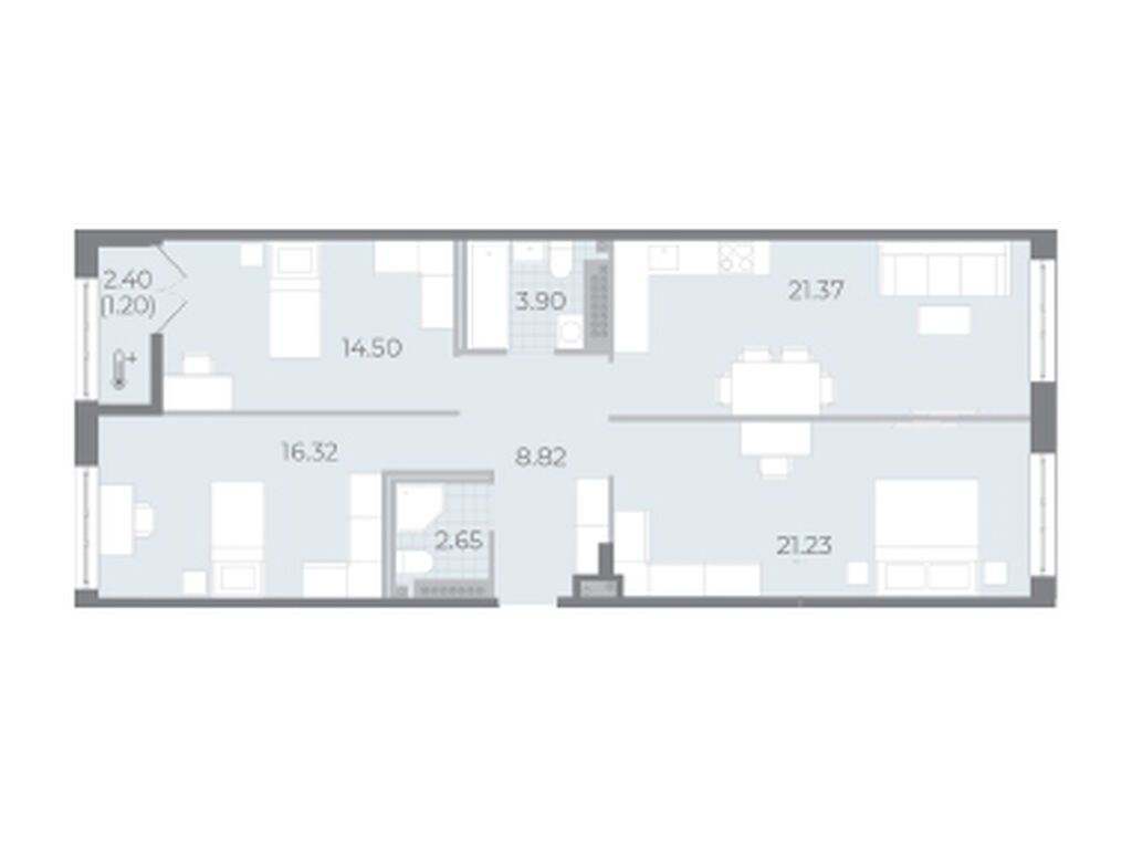 3-комнатная, 89.6 м2, ЖК «Нева Резиденс»