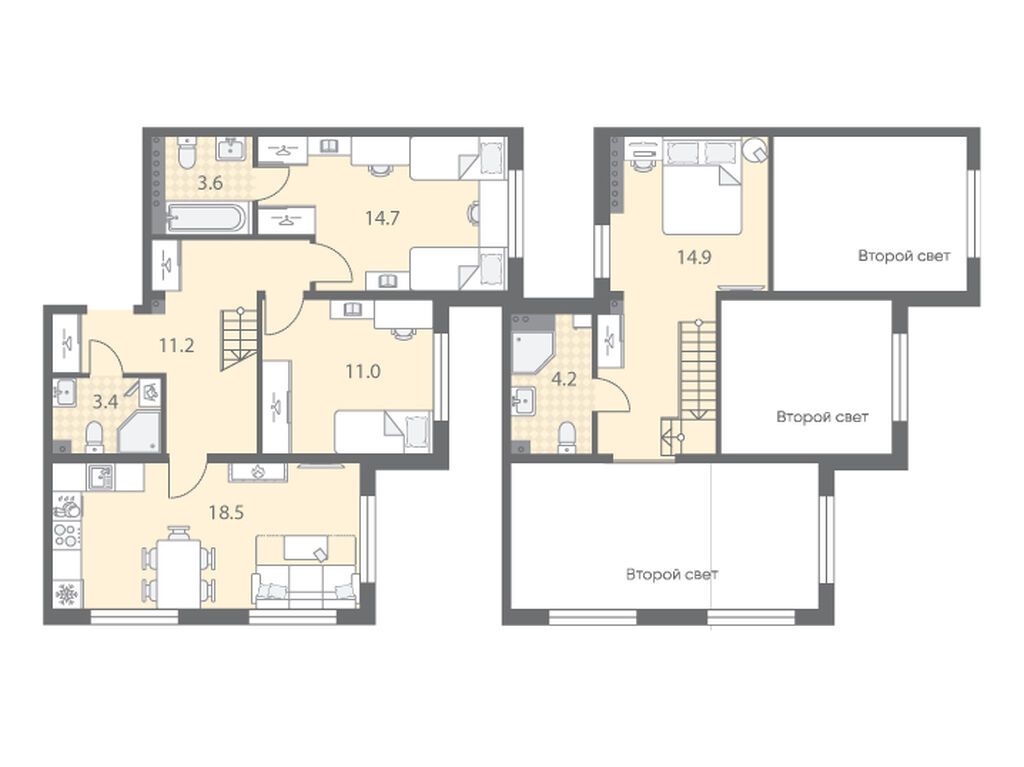 2-комнатная квартира, 81.5 кв.м, ЖК «Пулково Лейк»