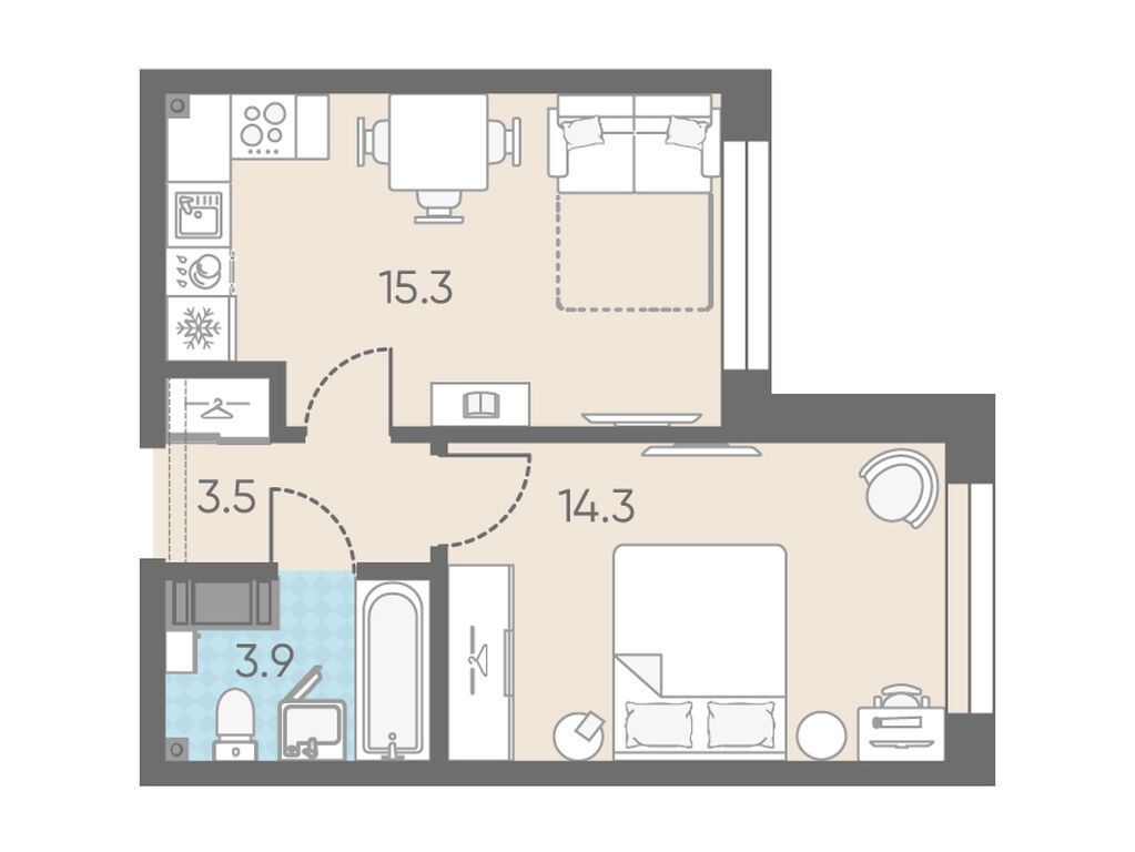 1-комнатная, 37 м2, Измайловский 1-комнатная, 37 м2, Измайловский