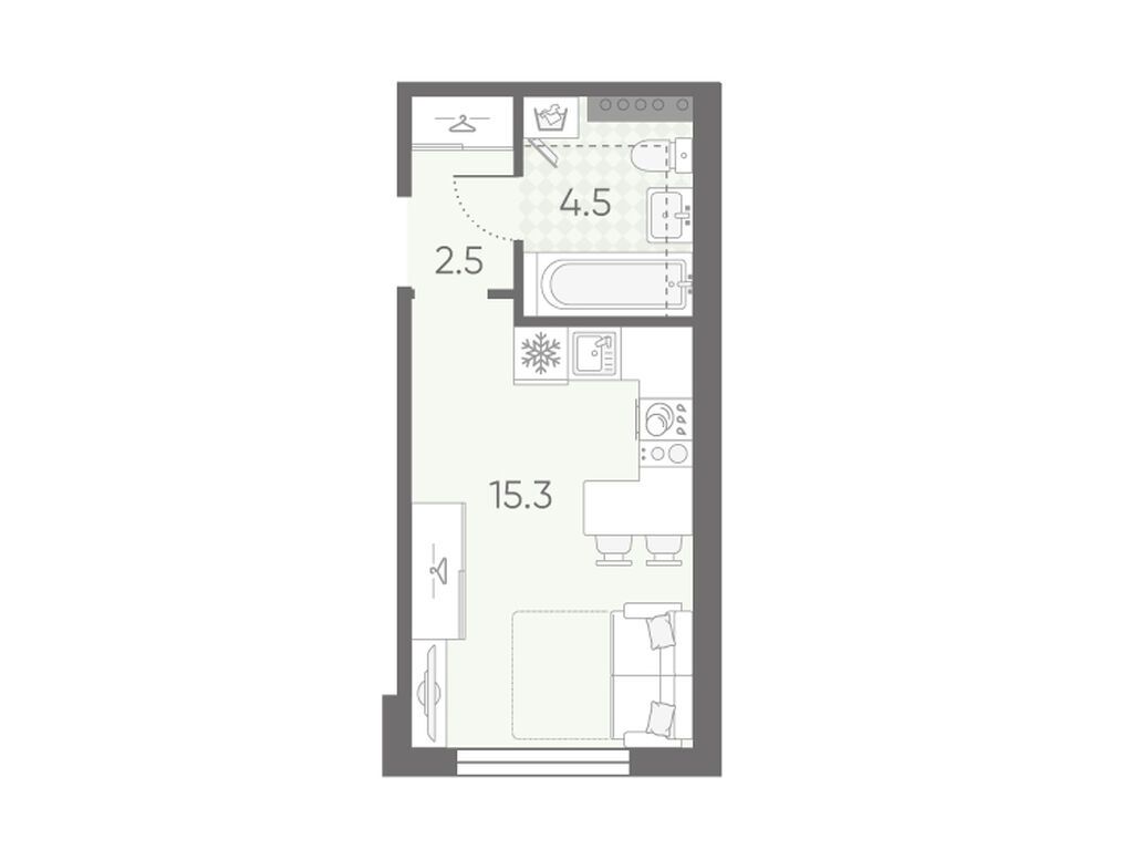 студия, 22.3 м2, ЖК «Пулково Лейк»