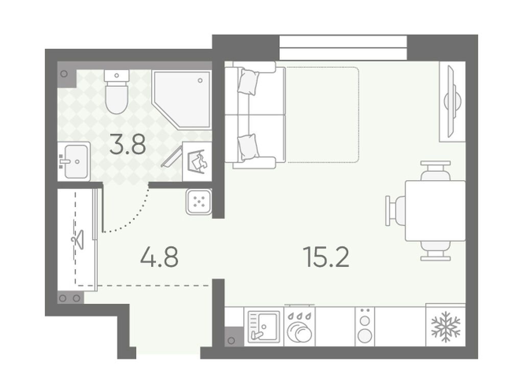 студия, 23.8 м2, ЖК «Пулково Лейк»