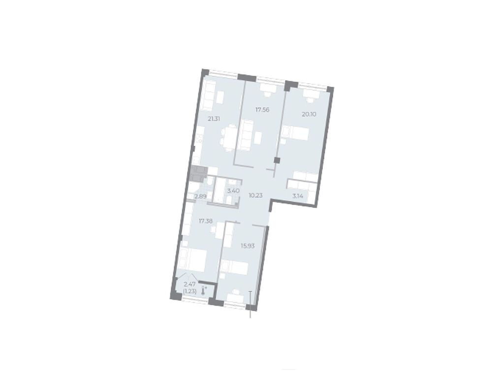 4-комнатная, 113 м2, ЖК NEVA RESIDENCE
