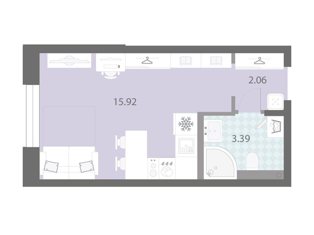 студия, 21.37 м2, ЖК «Цивилизация на Неве»